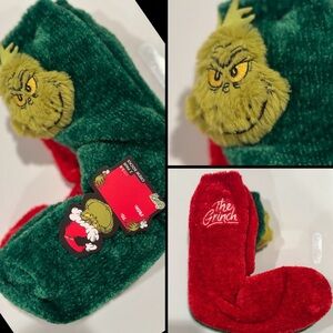 The Grinch Christmas soft chenille socks / (2) pair / NEW with tags / cross post